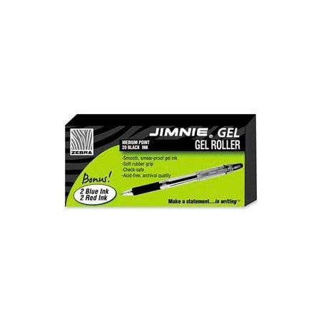 Zebra Pen Zebra Jimnie Gel Rollerball Pen, Medium, 0.7mm, Black Ink, 20/Pack + 4 Bonus Pens 14410